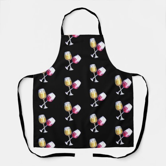 Leuk rood wijn wit glazen patroon schort (Voorkant)