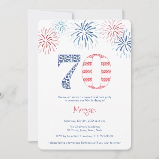 Leuk Rood Wit Blauw Jeugd 70ste Verjaardagsfeest Kaart (Voorkant)