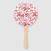 Leuk rood wit bloempatroon handwaaier (Achterkant)