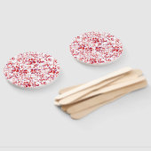 Leuk rood wit bloempatroon handwaaier (Niet-gemonteerd)