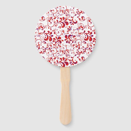 Leuk rood wit bloempatroon handwaaier (Voorkant)