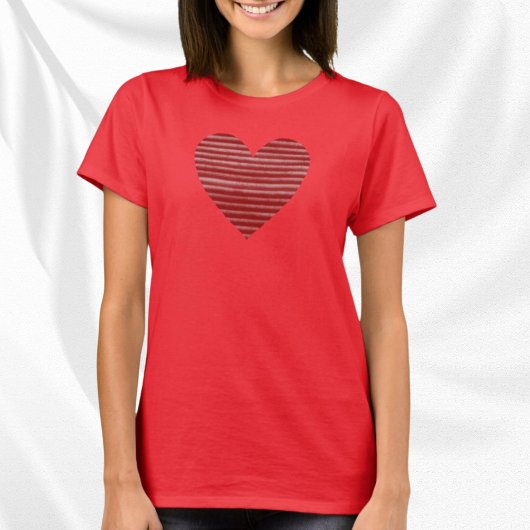 Leuk rood & wit gestreept hart t-shirt