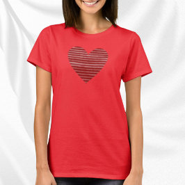 Leuk rood & wit gestreept hart t-shirt