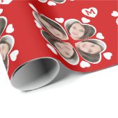 Leuk Rood Wit Hart Vier Blad Klaver Fotopatroon Cadeaupapier (Rol Hoek)
