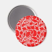 Leuk rood wit paisley patroon magneet (Voorkant / Achterkant)