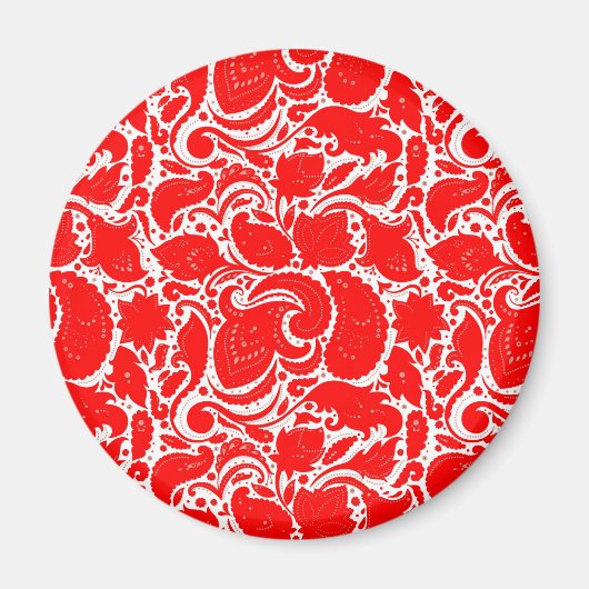 Leuk rood wit paisley patroon magneet (Voorkant)