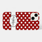 Leuk Rood Wit polka stippen retro patroon Monogram iPhone Hoesje (Achterkant horizontaal)