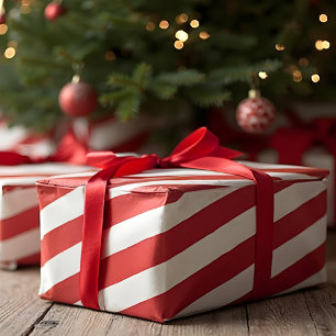 Leuk Rood & Wit Snoep Kan Stripe Feestelijke Kerst Cadeaupapier