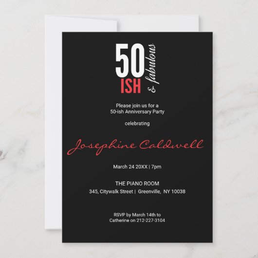 Leuk Rood & Zwart 50-ish en Fabulous Uitnodiging (Voorkant)