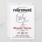 Leuk Rood Zwart Wit Cartoon Kat Dans Pensioen Kaart (Voorkant)
