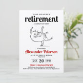 Leuk Rood Zwart Wit Cartoon Kat Dans Pensioen Kaart (Staand voorkant)