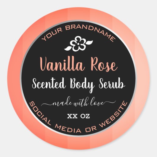 Leuk Roos Roze en Zwart Productverpakkingslabels Ronde Sticker (Voorkant)