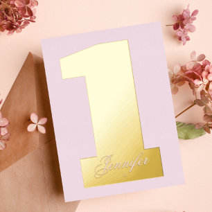 Leuk Roze 1e Meisje Modern Goud Gedrukt Verjaardag Folie Uitnodiging
