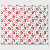 Leuk Roze Aardbei XOX Valentijnsdag Patroon Cadeaupapier (Vlak)