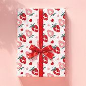 Leuk Roze Aardbei XOX Valentijnsdag Patroon Cadeaupapier