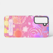 Leuk Roze Abstract Floral Gepersonaliseerd Modern Samsung Galaxy Hoesje (Achterkant horizontaal)