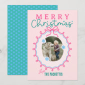 Leuk Roze Afbeelding Lijst Kerst Feestdagenkaart (Voorkant / Achterkant)