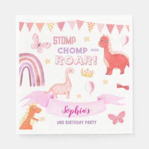 Leuk Roze Baby Dinasaur Kids Verjaardagsfeestje Servet