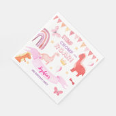 Leuk Roze Baby Dinasaur Kids Verjaardagsfeestje Servet (Hoek)