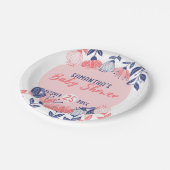 Leuk Roze Blauw Bloemen Botanisch Baby shower Papieren Bordje (Gekanteld)