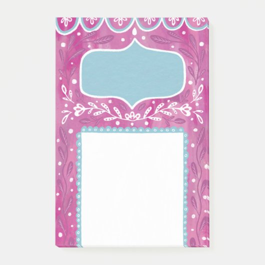 Leuk roze blauwe bloemmotief. Botanisch abstract Post-it® Notes (Voorkant)