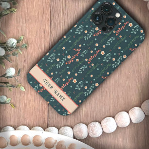 Leuk roze Blauwgroen Bloemen Moderne Naam Inspiriv Case-Mate iPhone Case