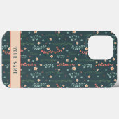 Leuk roze Blauwgroen Bloemen Moderne Naam Inspiriv Case-Mate iPhone Case (Achterkant (horizontaal))
