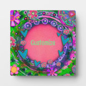 Leuk Roze Bloemen Hart Whimsical Custom Fotoplaat (Voorkant)