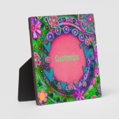 Leuk Roze Bloemen Hart Whimsical Custom Fotoplaat (Voorkant)