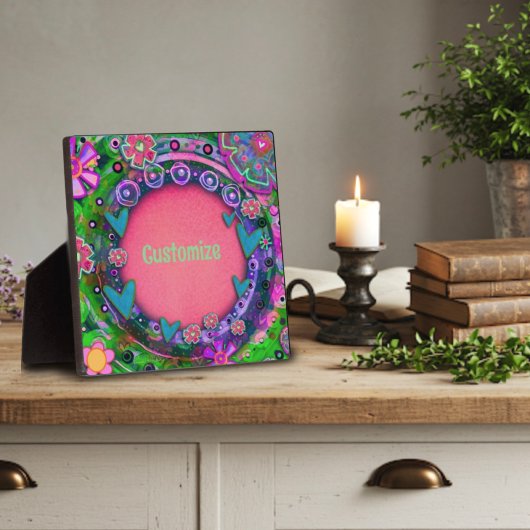 Leuk Roze Bloemen Hart Whimsical Custom Fotoplaat