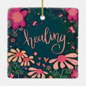 Leuk roze bloemengenezing  hart-inspiratie keramisch ornament (Achterkant)