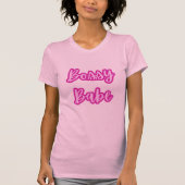  Leuk Roze Bossy Babe Tekst +Outline Vrouwen T-shirt (Voorkant)
