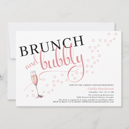 Leuk Roze Brunch en Bubbly Champagne Vrijgezellenf Kaart (Voorkant)