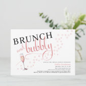 Leuk Roze Brunch en Bubbly Champagne Vrijgezellenf Kaart (Staand voorkant)