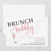 Leuk Roze Brunch en Bubbly Champagne Vrijgezellenf Kaart (Voorkant / Achterkant)