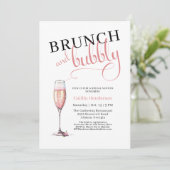 Leuk Roze Brunch en Bubbly Vrijgezellenfeest Kaart (Staand voorkant)