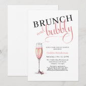Leuk Roze Brunch en Bubbly Vrijgezellenfeest Kaart (Voorkant / Achterkant)