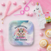 Leuk roze draak Baby shower Party Papieren Bordje (Feest)