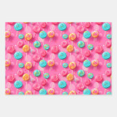 Leuk Roze en Blauw Lollipops Snoep Lane Inpakpapier Vel (Voorkant)