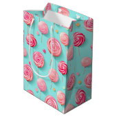Leuk Roze en Blauw Lollipops Snoep Lane Medium Cadeauzakje (Achterkant Gekanteld)
