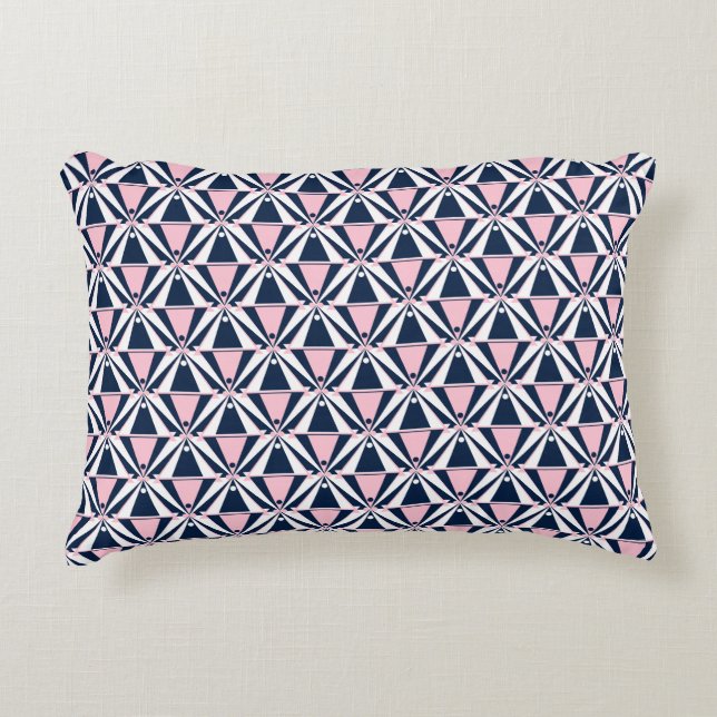 Leuk roze en blauw patroon accent kussen (Voorkant)