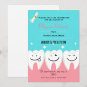 Leuk roze en blauw Tandheelkundig Afstuderen Kaart (Voorkant / Achterkant)