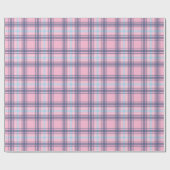 Leuk roze en blauw tartan kerst cadeaupapier (Vlak)