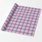 Leuk roze en blauw tartan kerst cadeaupapier (Uitgerold)