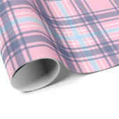 Leuk roze en blauw tartan kerst cadeaupapier (Rol Hoek)
