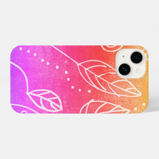 leuk roze en geel abstract kunstblad ontwerp iPhone hoesje (Achterkant horizontaal)