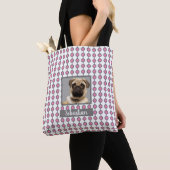 Leuk Roze en Grijs Geometrisch Dot Patroon Pet Fot Tote Bag (Dichtbij)