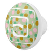 Leuk Roze en Groen Abstract Polka Dotted Snake Keramische Knop (Rechts)