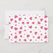 Leuk roze en groen hartjes patroon RSVP kaartje (Achterkant)