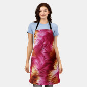 Leuk Roze en Oranje faux monster bont textuur Schort (Gedragen)